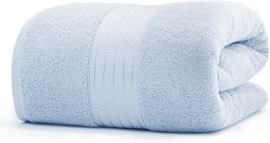 COZYART Light Blue Oversized Bath Sheet for Bathroom 35x70 Cotton Body Shower Towel Soft Absorbent Durable 650GSM Extra Large Towels for Daily Use