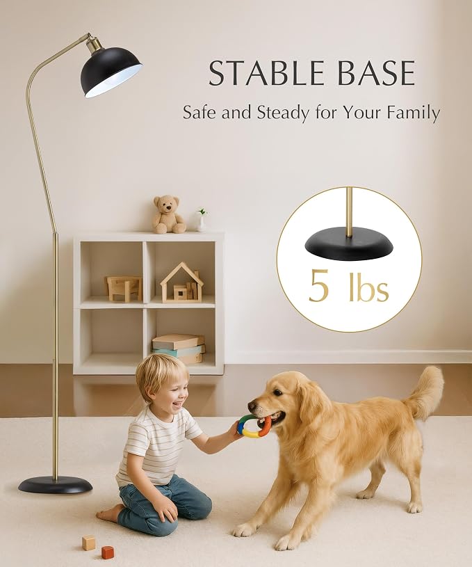 HarvestLand Halo Brass Floor & Desk Lamp Set – Adjustable Pharmacy-Style Lamps with Solid Base, Black & Brass Lighting Duo for Living Room, Home Office, Bedroom, or Reading Nook