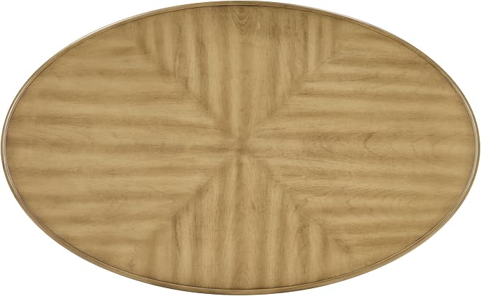 42'' Oval Wood Coffee Table for Living Room, Mid Century Farmhouse Round Coffee Tables for Apartment, Easy Assembly Traditional Coffee Table Centre Table Retro Cocktail Table, Antique Natural