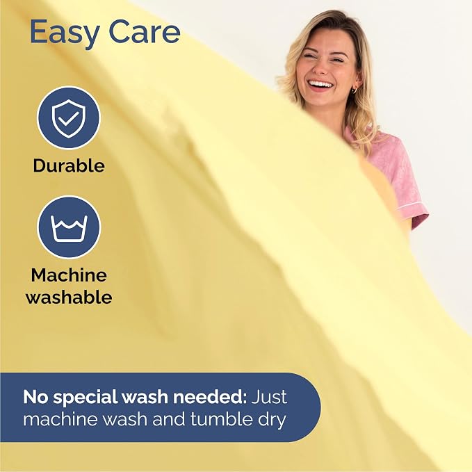 Queen Size 4 Piece Sheet Set - Comfy Breathable & Cooling Sheets - Hotel Luxury Bed Sheets for Women & Men - Deep Pockets, Easy-Fit, Extra Soft & Wrinkle Free Sheets - Yellow Oeko-Tex Bed Sheet Set