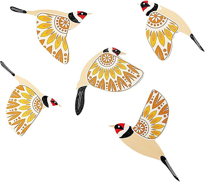 5 Piece Wooden Bird Wall Hanging Ornaments Set Farmhouses Scandinavian Home Decors For Bird Lover Handmade Wall Art Wood Nursery Wall Decorations