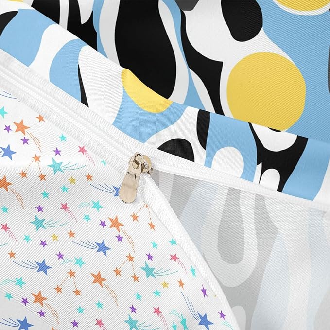 Erosebridal Mid Century Modern Abstract Duvet Cover Set Vintage Geometric Girl Toddler Bedding Set for Teenage Boys Contemporary Organic Shapes Comforter Cover Squiggle Blob Bed Sets,Blue Yellow