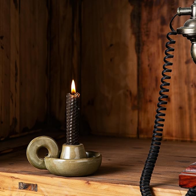 Candle Holder Ceramic Candlestick Holder, Candlelight Stand for Spell Candles, Taper Candles, and Incense, Halloween Christmas Dining Room Home Decoration Display