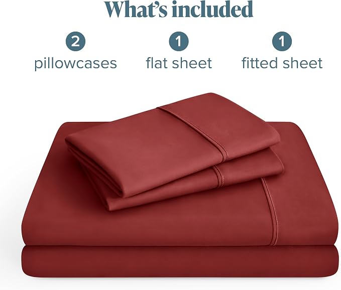 Bare Home Full XL Sheet Set - 1800 Ultra-Soft Microfiber Full Extra Long Bed Sheets - Double Brushed - Deep Pockets - Easy Fit - 4 Piece Set - Bedding Sheets & Pillowcases (Full XL, Rosewood)