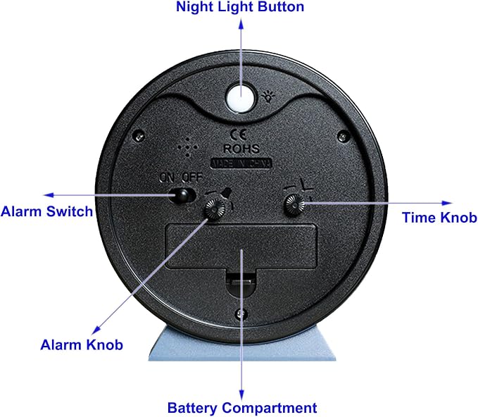 SHISEDECO 4.5" Battery Operated Antique Retro Analog Alarm Clock, Small Silent Bedside Deskclock with Light Function, Non-Ticking Tableclock for Living Room, Bedroom, Bedside, Shelf (Navy Blue)