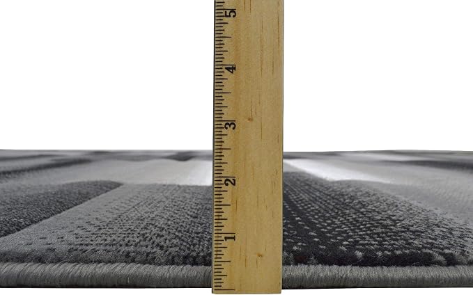 HR 5’ x 7’ Rug in Shadow- Premium Quality Silver/Black/Gray Abstract Geometric Modern Squares Pattern Area Rug - Contemporary Styling for Living Room, Bedroom - Unique Home Décor