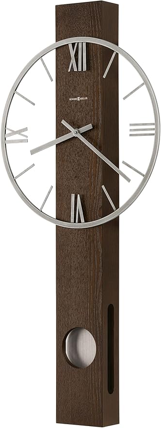 Howard Miller Halo Wall Clock, Battery-Powered Quartz Movement Espresso Finish Analog Dial with Roman Numerals, Battery Powered Pendulum Bob Best for Office, Dinning Room & Home Decor