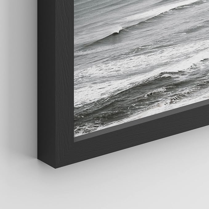 SIGNWIN Framed White Minimal Ocean Beach Seashore Coastals Wall Art, Set of 4 Landscape Colorful Wall Decor Prints, Nature Wilderness Wall Décor for Living Room, Bedroom - 12"x16" Black