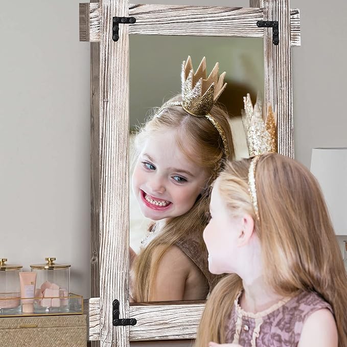 MeMoreCool Farmhouse Rustic Wood Framed Bathroom Mirror, Decorative Wall Mounted Rectangular Mirror for Bedroom, Living Room, or Bathroom, 24x36 Inch, White