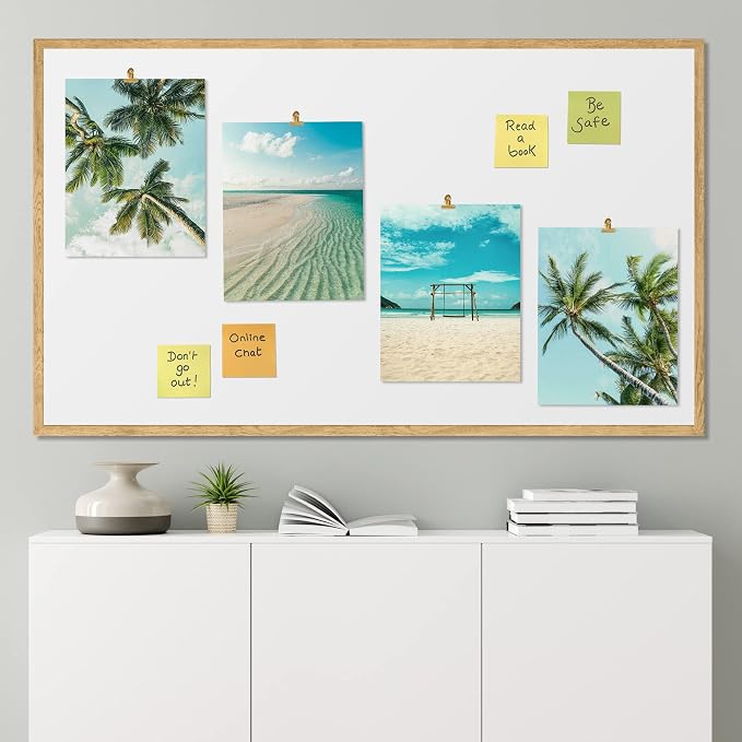 SIGNWIN Poster Bathroom Decor 8"x10"x 4, Wall Art Room Decor Multicolor for Living Room, Bedroom, Office White Topical Teal Sky Palm Tree Beach Ocean Seaside Nature Wilderness Realism Landscape