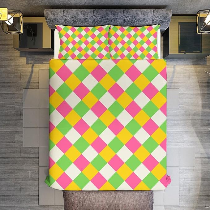 Rainbow Duvet Cover Set, Rainbow Lines Pattern Spectrum of Colors Abstract Art Decorative，Aesthetic Abstract Art Bedding 3 Piece (1 Duvet Cover 90"x90" + 2 Pillow Sham 20"x30")