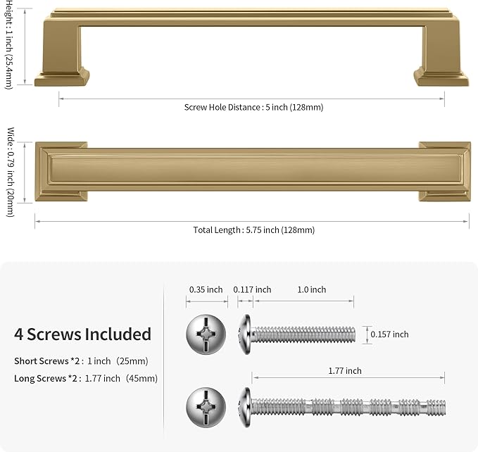 Lardmon 10 Pack 5 Inch(128mm) Hole Center Brushed Champagne Bronze Modern Cabinet Pulls Kitchen Cabinet Handles Kitchen Cabinet Hardware Timeless Drawer Pulls for Dresser Wardrobe, Champagne(5x10)
