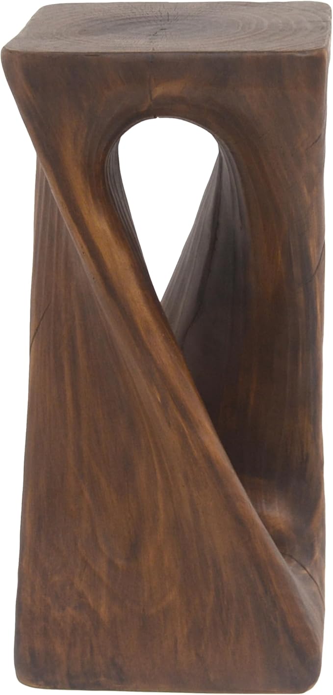 ø12.5'' Square Side Table End Table for Living Room, Modern Farmhouse Style, Magnesium Oxide & Lightweight Concrete Material for Indoor & Outdoor, No Assembly, Wood Grain, Antique Brown