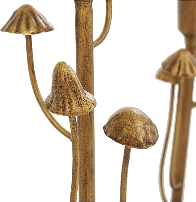 Deco 79 Metal Abstract Decorative Candle Holder Mushroom Inspired Candle Stand, Set of 2 Candlestick Holder 11", 14"H, Gold