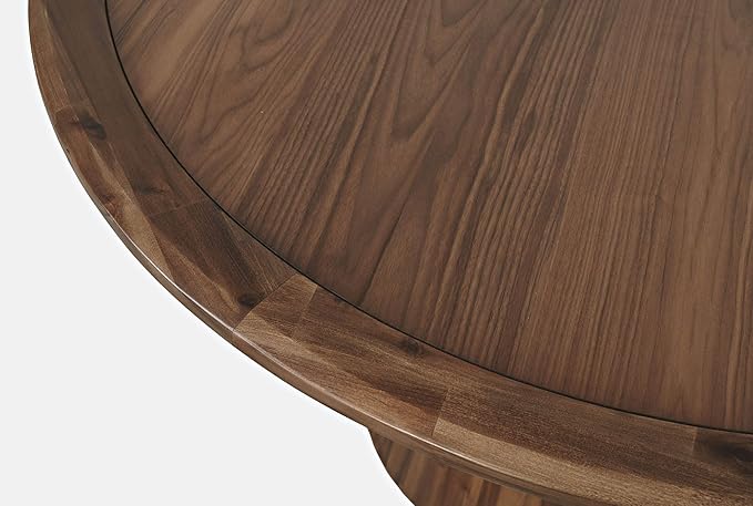 Jofran Nash Mid-Century Modern Round Pedestal Dining Table for Kitchen or Dining Room, Walnut, 30" Dining Height