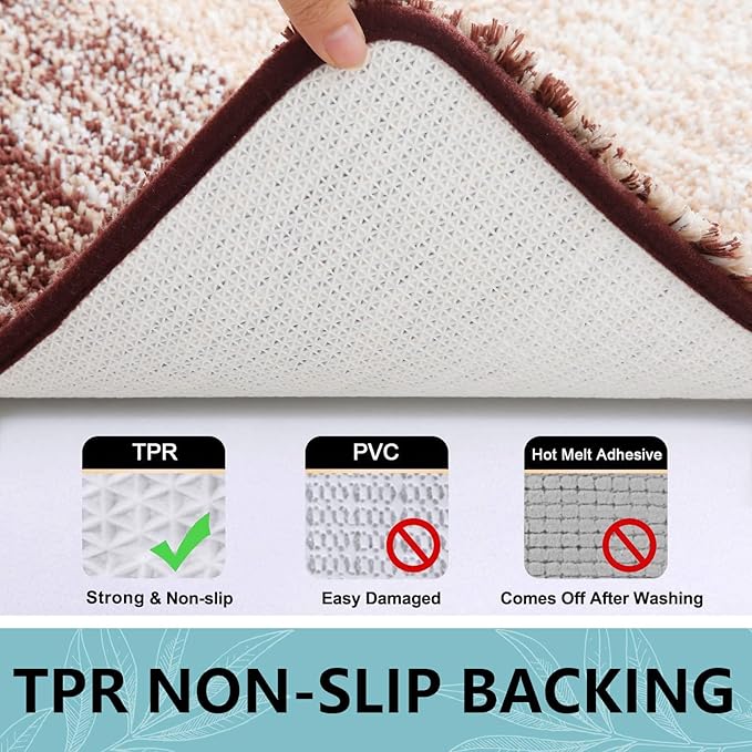 Arotive Microfiber Bathroom Rugs, Shaggy Soft and Absorbent Bath Rug, Non-Slip, Thick Plush Machine Washable Dry Bath Mats for Bathroom, Tub and Shower, 30x20, Brown, Rectangular