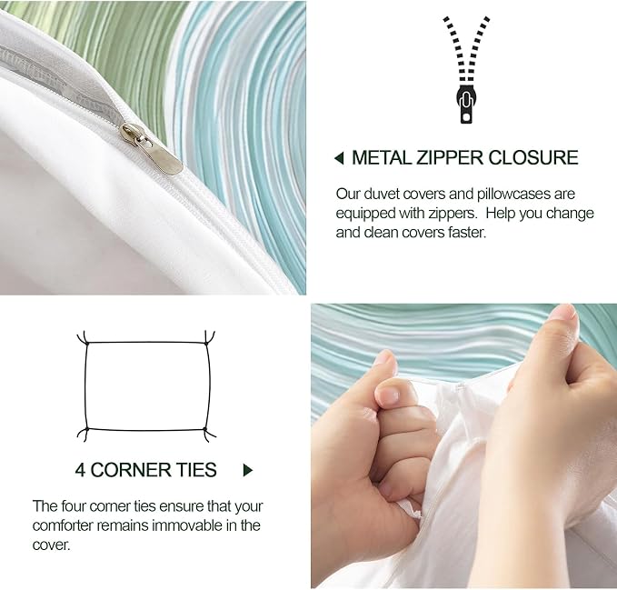 Modern Abstract Duvet Cover California King, Flowing Lines Gradient Bedding Set 3 Piece Bedroom Decor Retro Marble Patterned Comforter Cover with Zipper Ties & 2 Pillowcases