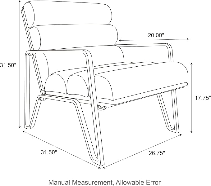 Glitzhome Accent Chairs for Living Room, Modern Armchairs with Metal V-Legs and PU Leather Cushion, Single Sofa Chairs for Living Room/Office/Study, Black