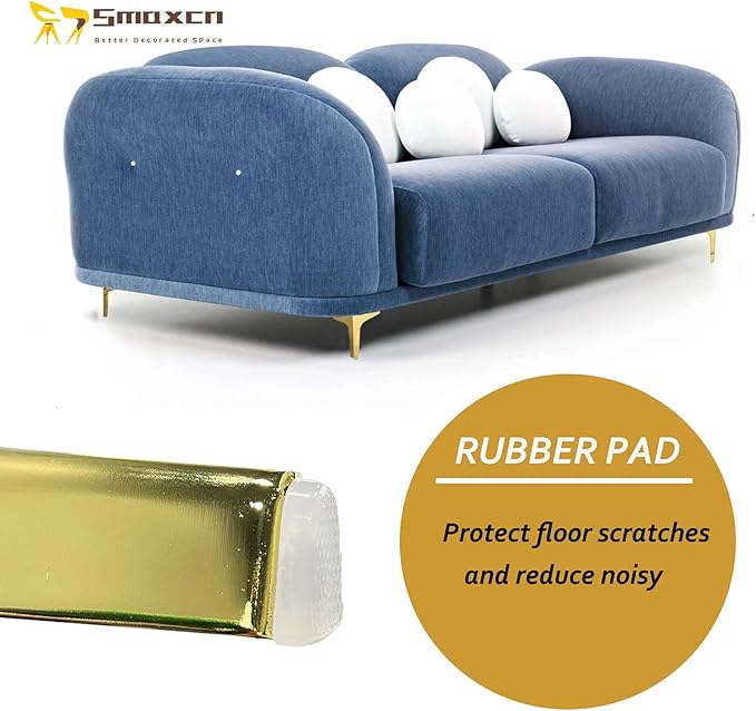 7 inch /18cm Shiny Gold Metal Furniture Legs Set of 4, Modern Style Furniture Legs, DIY Replacement for TV Stand, Sofa, Chair, Cabinet Cupboard