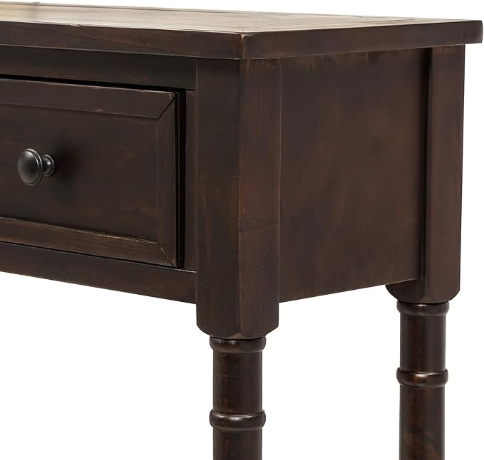 Merax Retro Console Table Sofa Table for Entryway with Drawers and Shelf Living Room Table (Espresso)
