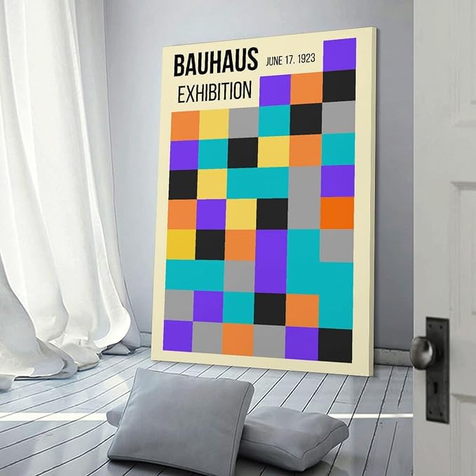 FideMm Bauhaus Print Poster,colours Poster,Abstract Art,Minimalist,Stylish Mid Century Art Poster for Room Aesthetics Canvas Wall Art Poster And Print Frame-style 16x24inch(40x60cm)