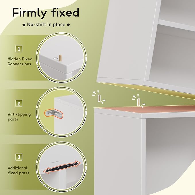 Homkdom 4 Cube Storage Organizer, DIY Bookcase with Doors, Stackable Cube Shelf with Anti-Tip Design, Modular Cubby for Bedroom, Dorm, Office,Living Room, 30" W x 11.81" D x 30" H, White