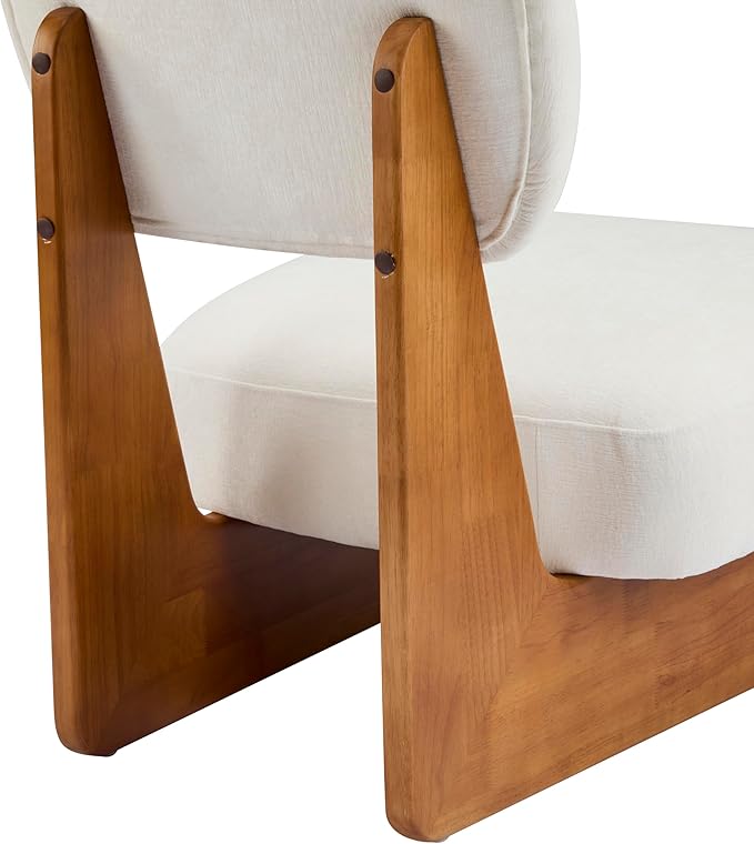 Accent Chairs Set of 2, Mid-Century Modern Chair with Polyester Upholstery, Wood Base With Walnut Finish, Minimalist and Stylish Accent Seating for Living Room, Bedroom, Balcony (Beige+Natural)