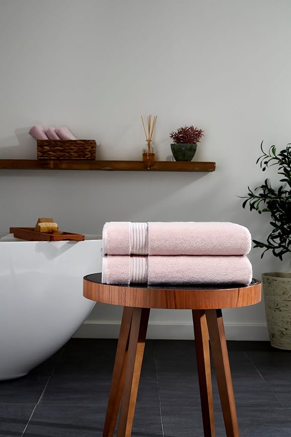 Ozdilek 2-Piece Bath Towels, 30x60 550GSM– 30x60 Inches, 100% Turkish Cotton, Luxury Quick Dry, Extra Large, Fade-Resistant, Eco-Friendly, Spa Towel, Cotton Towel (Mauve Pink)