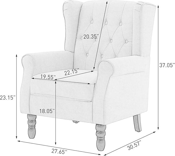 High Back Accent Chairs Set of 2, Upholstered Armchair Wingback Arm Chair for Living Room, Comfy Single Sofa Solid Wood Legs Bedroom Reading Seat - Green