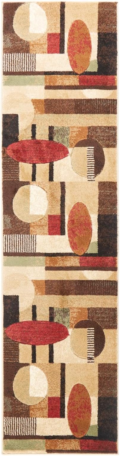 Home Dynamix Tribeca Jasmine Modern Runner Rug, Abstract Brown/Green 1'9"x7'2"