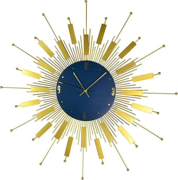 Large 27" Inch Gold Sunburst Wall Clock