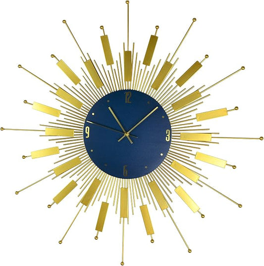 Large 27" Inch Gold Sunburst Wall Clock