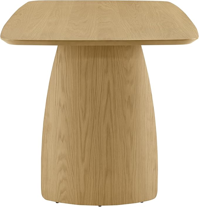 CHITA 71" Modern Dining Table for 6, Rectangle Wood Kitchen & Dining Room Table, Solid Rubberwood Frame, Bentwood Legs, Oak Venner
