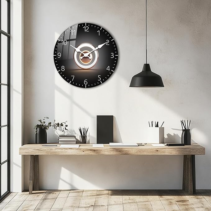 10 Inch Minimalist Black Analog Wall Clock, Silent Decorative Wall Clocks Non-Ticking Easy-to-Read, Battery Operated Wall-Clock Decor for Bedroom Living Room Kitchen