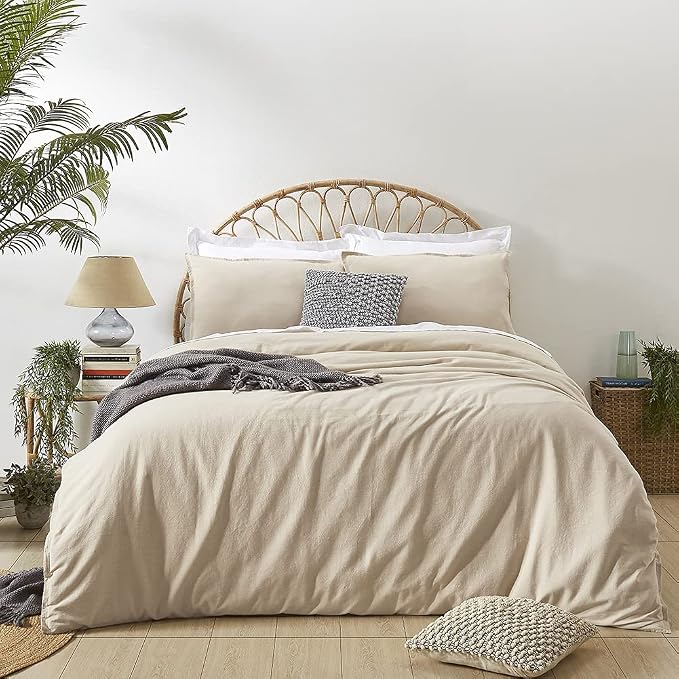 Omelas Beige Duvet Cover Queen Size Taupe Khaki Apricot Solid Color Bedding Set 3 Pcs Soft Microfiber Comforter Cover with Zipper Ties for Women Men