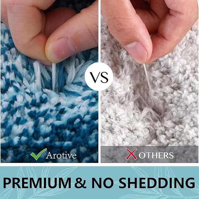 Arotive Microfiber Bathroom Rugs, Shaggy Soft and Absorbent Bath Rug, Non-Slip, Thick Plush Machine Washable Dry Bath Mats for Bathroom, Tub and Shower, 59x24, Peacock Blue, Rectangular