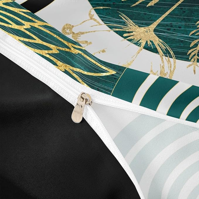 Erosebridal Boho Mid Century Twin Comforter Cover for Women Men Adults | Minimalist Modern Duvet Cover Teal Green Geometric Bed Set Aesthetic Modern Abstract Bedding Set