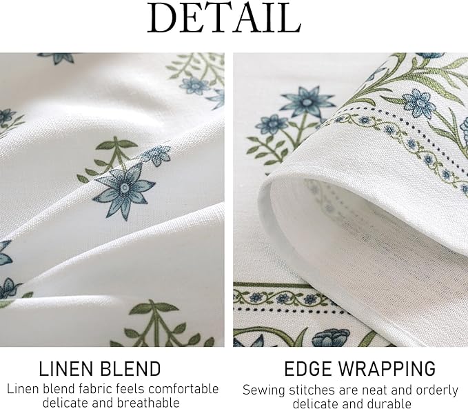 ISAENNE Designer White Linen Small Round Tablecloth,Chinoiserie Floral Elegant Indoor Table Cloth,Fall Stain Proof Decor Tablecloths for Dining Thanksgiving Kitchen,Diameter 55"-Mosella F