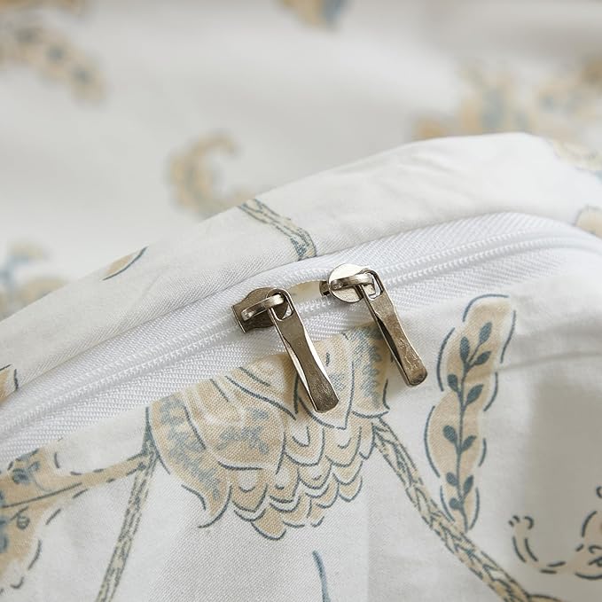 Cozeline 100% Cotton Duvet Cover King Size, Yellow Floral Bedding Set with Zipper Closure, 3 Pcs Breathable and Soft Chic Botanical Duvet Cover for All Season