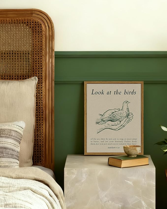 InSimSea Vintage Framed Wall Art Look at this bird Canvas Prints, Vintage Home Decor, Print Framed Painting Picture,For Living Room, Study, And Dining Room Wall Decor 10L x 8W