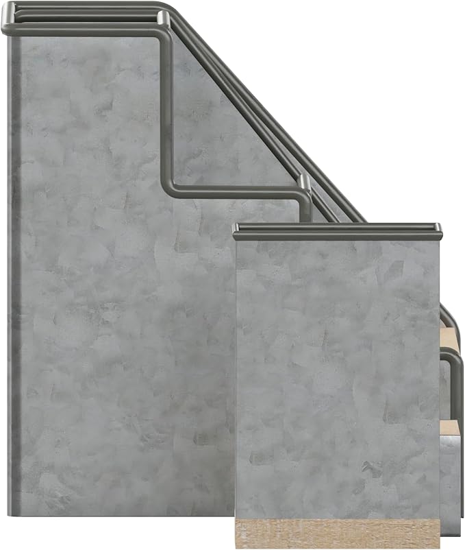 Merrick Lane Cecil 3 Piece Metal and Wood Organizer Set - Galvanized Metal and Rustic Wood - For Desktop, Countertop, or Vanity