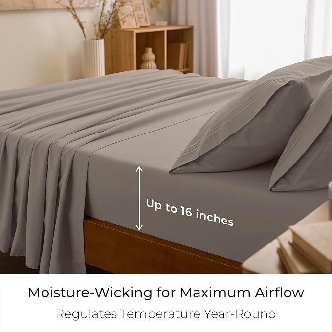 Mellanni Twin Sheets Set - 3 PC Iconic Collection Bedding - Hotel Luxury, Extra Soft, Cooling Bed Sheets - Wrinkle, Fade, Stain Resistant (Twin, Tan)