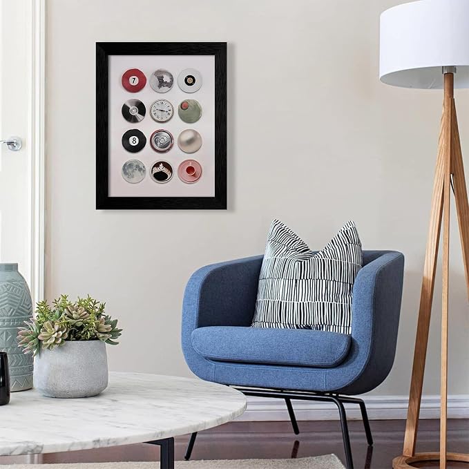 Disco Lucky 8 Ball Poster Trendy Music Record Aesthetic Wall Art Modern Preppy Cool 7 Ball Prints Bar Cart Wall Decor for Living Room 016X20 inch Black Framed