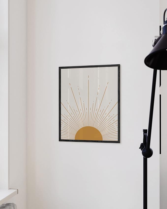 HAUS AND HUES Boho Framed Wall Art – Southwestern Sun Wall Decor, Contemporary Geometric Mid Century Modern Art Prints, Minimalist Wall Art for Home (Black Frame, 16x20)