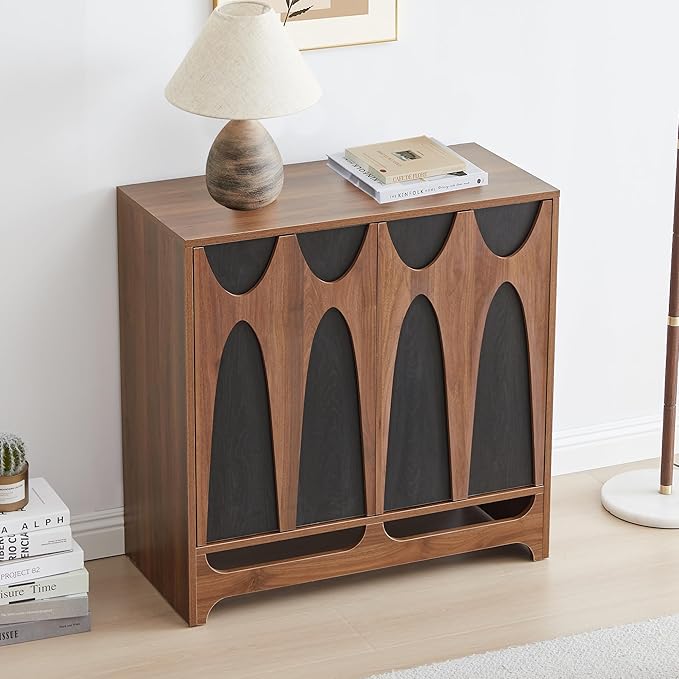 Sideboard Buffet Cabinet with Storage Set of 2, 63” Mid Century Modern Storage Cabinet with Adjustable Shelf and 4 Doors for Dining Room, Living Room,Entry