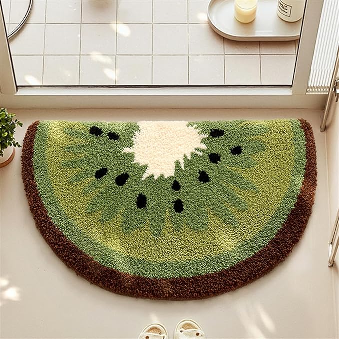 Ankah Fruit Bath Mats Cute Bathroom Rugs, Particularly Absorbent, Very Soft, and Dry Fast That Fits for Kid's Room, Bathroom or Other Room, 17.7" x 31.5", Kiwi