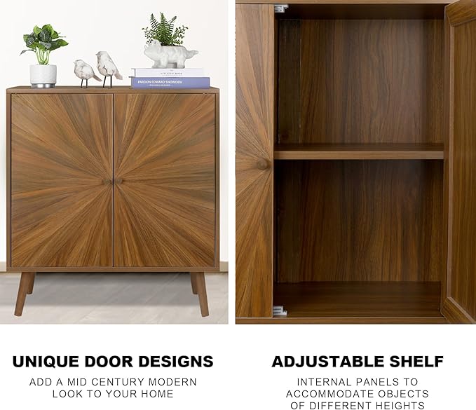 ZYBT Modern Sideboard Buffet Cabinet with Crafted Door, Mid Century Accent Storage Console Table, Farmhouse Cupboard Wood Bar Cabinet for Living Room Kitchen Office Dining Room Entryway