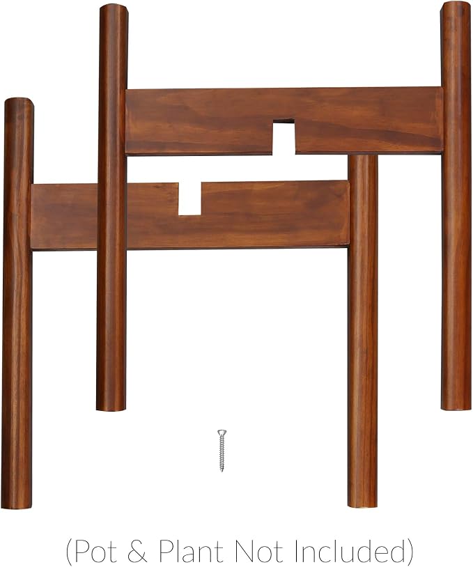 Casual Home Mid-Century Modern, Fit Up to 12", Pot NOT Included Wood Plant Display Stand, Antique Mahogany