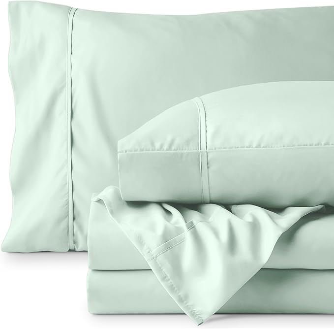Bare Home Split Head Flex King Sheet Set - 1800 Ultra-Soft Microfiber Bed Sheets - Double Brushed - Deep Pockets - Easy Fit - 4 Piece Set - Bedding Sheets & Pillowcases (Spring Mint)