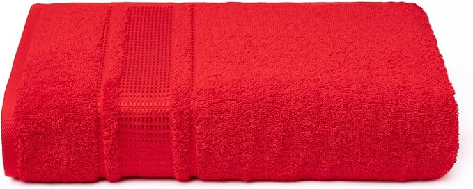 Melissa Linen, Bath Sheet, 100% Turkish Cotton Towel for Bathroom, Absorbent, Quick Dry, Durable and Soft Shower Towel, 35 in x 60 in Large, Spa and Hotel Quality, Red